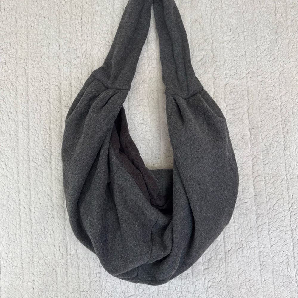 Gray Women's Bag for small dog lined with fleece and hook for collar inside
